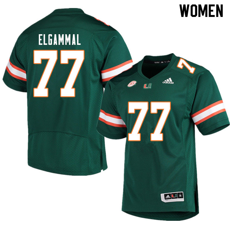 Women #77 Adam ElGammal Miami Hurricanes College Football Jerseys Sale-Green - Click Image to Close
